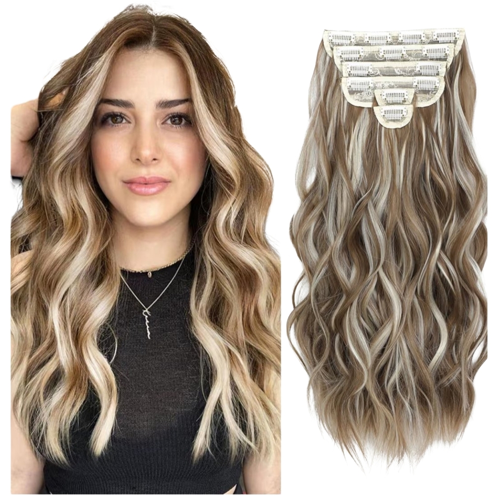 Luxurious Blonde Wavy Hair Extensions 6 Clips - Picture 4 of 4